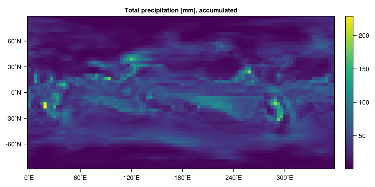 Map of total accumulated precipitation