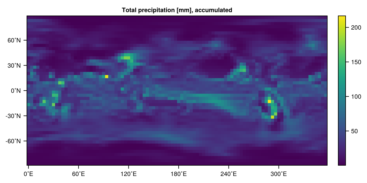 Map of total accumulated precipitation